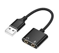 Adaptador de tarjeta de sonido USB 2 en 1 para auriculares y micrófono, transparente para juegos de música y conversores de sonido de comunicación