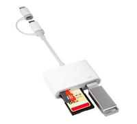 Adaptador de tarjeta SD 3 en 2 para iPhone, conector Lightning + USB C a lector de tarjetas SD/TF, compatible con iPhone 16/15/14/13