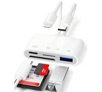 Adaptador de tarjeta SD para iPhone 4 en 2 - Conector Lightning + USB C a Lector de tarjetas SD/TF - USB OTG Adaptador para iPhone Lector de tarjetas TF/SD USB C para i-Phone 13/14/15/16/17