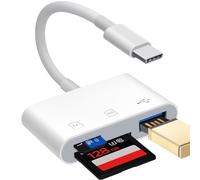 Adaptador de tarjeta USB 3.0 tipo C a SD/TF para iPhone 17, 16, 15, lector de tarjetas SD USB C certificado por Apple MFi, lector de tarjetas de memoria 3 en 1 con ranuras dobles y puerto USB para