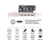 Adaptador de Tarjeta USB3.1 de Cuatro Puertos Tipo C Hembra A PCI-e Express 1x UPD720201 con Soporte de Perfil Bajo de 5 Gbps