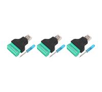 Adaptador de terminal de tornillo RJ45 de 3 piezas, rosca hembra RJ45 a conector de red de 8 pines sin