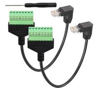 Adaptador de terminal RJ45, 2 piezas de 90 grados a terminal de tornillo de 8 pines conector de cable de red con destornillador (abajo)