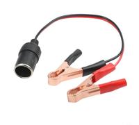 Adaptador de terminales de 12 V 50 A con pinzas de cocodrilo y enchufe para batería de coche, cable de cobre puro de 35 cm con aislamiento de PVC, conexión segura para dispositivos de 12 V en el coche