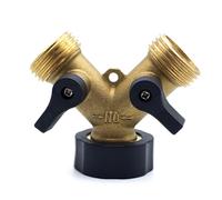 Adaptador de toma divisor en Y distribuidor en Y conector de manguera de latón de 2 vías lavadora con válvulas de bola de cierre