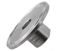 Adaptador de triple abrazadera de 3,8 cm de acero inoxidable 304 - Tri Clover a NPT hembra de 0,6 cm, conector de virola sanitaria para sistemas de tuberías de alimentos lácteos caseros