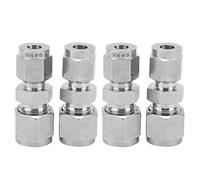 Adaptador de tubo de compresión de 4 piezas 304 Unión de reductor de acero inoxidable recto para tuberías de aceite de aire de agua (F6 / F8)