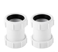 Adaptador de tubo recto blanco de 40 mm para extender líneas de drenaje de PVC, adecuado para su uso con bandejas de ducha, trampas de fregadero y salidas de bañera con ajuste seguro (2 unidades)