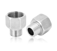 Adaptador de tubo reductor, 2 piezas Rosca macho de acero inoxidable G1/2 Rosca hembra G3/4 Conectores de extensión de tubo roscados reductores de cabeza hexagonal