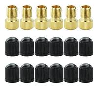 Adaptador de válvula de 6 Piezas, Adaptador para Bicicleta, neumático inflado con Bomba estándar o compresor de Aire, Tapas de válvula de neumático de 12 Piezas