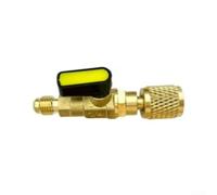 Adaptador de válvula de bola con roscas macho hembra SAE de 1/4 para funciones de vacío y recuperación del sistema HVAC (amarillo)