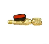 Adaptador de válvula de bola con roscas macho hembra SAE de 1/4 para funciones de vacío y recuperación del sistema HVAC (rojo)