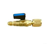 Adaptador de válvula de bola con roscas macho hembra SAE de 1/4 para funciones de vacío y recuperación del sistema HVAC (azul)