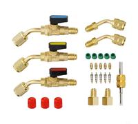 Adaptador de válvula de bola en ángulo para aire acondicionado con válvula de cierre manual de 45 grados para R410A para R134A R22 AC HVAC Systems Connector