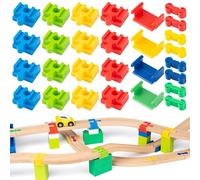 Adaptador de Vía de Madera para Ferrocarril Conectores de Vía de Madera Accesorios para Juguetes de Ferrocarril 28 Piezas Conectores de Plástico Adecuado para Niños de 3 a 5 Años