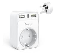 Adaptador de Viaje Adaptador de Australia Enchufe de Alemania Adaptador de Viaje con 2 USB 1USB C (3A) Adaptador de Enchufe Tipo I para Nueva Zelanda, Australia, China, Argentina Cargador de Pared