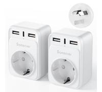 Adaptador de Viaje Adaptador de Australia Enchufe de Alemania Adaptador de Viaje con 2 USB 1USB C (3A) Adaptador de Enchufe Tipo I para Nueva Zelanda, China, Argentina Cargador de Pared (2 Piezas)