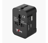 Adaptador de viaje con USB C, universal todo en uno para todo el mundo Convertidores de corriente, cargador de pared, adaptador de enchufe de corriente alterna, puertos de carga USB tipo C para EE. UU