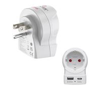 Adaptador de viaje ""EU to US", 1 x USB-A, 1 x USB-C (PD), 20 W