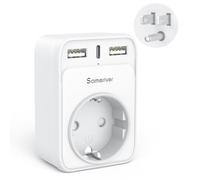 Adaptador de Viaje Europeo Español a Americano con 2 USB + 1 USB-C - Compatible con EEUU, Canadá, México, Colombia, Tailandia, Perú - Diseño Compacto Tipo B
