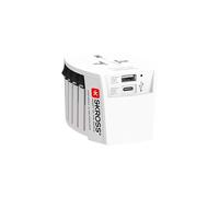 Skross, 1.302962, MUV Adaptador de Viaje Universal + 2 Puertos, Voltaje y Potencia: 100V - 250W / 250V - 625W - 1 x USB-C: 3.0A, 1 x USB-A: 2.4A, Protección contra Descargas Eléctricas