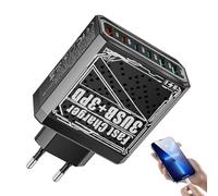 Adaptador de Viaje Internacional - Cargador de Pared USB para Europa - Carga Rápida de 30W con 6 puertos USB Cargador Portátil para Teléfono Tablet Laptop