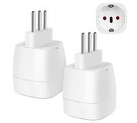 Adaptador de Viaje Italia de 2 Piezas, de 2 Clavijas Europa a 3 Clavijas Tipo L, Adaptador de Enchufe Italia para Siria, Uruguay, Chile, Maldivas