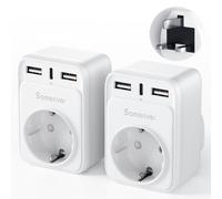 Adaptador de Viaje para Reino Enchufe de Inglaterra y Normativa Europea Reino Unido con 2 Puertos USB 1 USB C (3 A) de Enchufe Tipo G para Gran Bretaña Cargador de Pared Estación de Carga (2 Piezas)