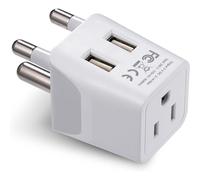 Adaptador de viaje para Sudáfrica y Botsuana con doble puerto USB y entrada para EE. UU. - Tipo M - Ultracompacto - Conexión a tierra segura