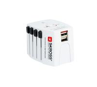 SKROSS - 1.302960 | MUV USB (2xA) | Adaptador de Viaje Universal de 2 Polos: Completo con 2 Tomas de Carga USB. Voltaje y potencia: 100V - 250W / 250V - 625W. Protección Contra Descargas Eléctricas