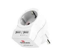 Adaptador de viaje - SKROSS - Europa a Europa + 2 USB - Blanco - Universal - Enchufe Shuko