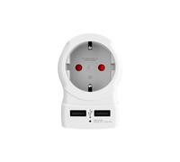 Skross, 1.500280, Europe to UK USB, Adaptador de Viaje de Europa a Reino Unido + 2 USB 2,4 A - Voltaje y Potencia 100V - 1500 W / 250V - 3750W - Protección contra Descargas Eléctricas, Blanco