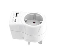 Adaptador de viaje SKROSS UK tipo G con USB a USB C 20 W blanco