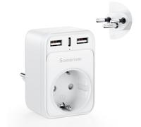 Adaptador de Viaje Suizo Adaptador de Enchufe de Alemania Enchufe de Viaje Suizo Adaptador de Viaje con 2 enchufes USB 1USB C (3A) Adaptador Tipo J para Suiza Maldivas Ruanda Liechtenstein