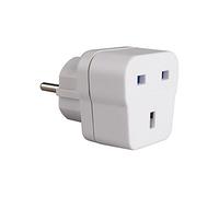 Adaptador de Viaje Tipo inglés a T/TL, 13A, 4.8mm, Color Blanco, útil para adaptar Dispositivos eléctricos en España.