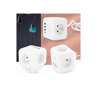 Adaptador de viaje ultracompacto para Europa con 3 tomas de corriente alterna y 3 puertos de carga USB, conexión a tierra segura, ideal para viajes
