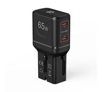 Adaptador de Viaje Universal 65W con Doble USB-C, Compatible en más de 150 países