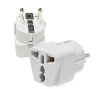 Adaptador de viaje universal - Adaptador compacto de 2 pines US/UK a EU para viajeros internacionales (White)