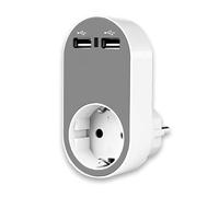 Adaptador de Viaje Universal con 2 Puertos USB, 3,4A de Salida, Ideal para Cargar Dispositivos electrónicos en el Extranjero.