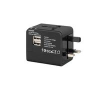 Adaptador de Viaje Universal con 2 Puertos USB Cargar Varios Dispositivos en Cualquier Parte del Mundo, Ideal para quienes viajan con frecuencia.