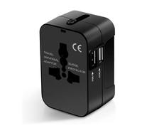 Adaptador de Viaje Universal con 2 Puertos USB, compatibilidad Global, Ideal para Cargar Dispositivos en Cualquier país.