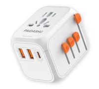 Adaptador de Viaje Universal con PD20 W, 2 USB 1 USB C y 1 AC, Adaptador Universal para Alemania, Estados Unidos, Inglaterra, Italia, Australia