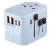 Adaptador de Viaje Universal de 65 W GAN, Adaptador de Corriente Internacional, Cargador de Pared Todo en uno, 5 Puertos USB, Compatible con más de 180 países y regiones.(Blue)