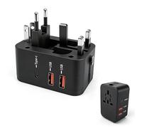 Adaptador De Viaje Universal PD De 20 W, Adaptador De Enchufe De Viaje Universal con 1 USB-C Y 2 USB-A, Adaptador De Enchufe Internacional para Europa, EE. UU., Inglaterra, Asia Y Australia