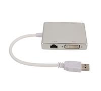 Adaptador de vídeo 4K USB 3.0 Hub multipuerto 4 en 1 con puerto HDMI VGA DVI Ethernet Convertidor de aleación de aluminio para configuración de monitor dual PC portátil Mac