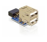 Adaptador DeLOCK 1 x 9-pin 2.54 mm a 2 x USB 2.0-A Negro, Azul, Plata