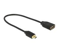 Adaptador DeLOCK HDMI Micro-D a HDMI Estándar 0,2 m Negro