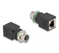 Adaptador Delock M12 de conector hembra de 4 pines con codificación D a conector hembra RJ45 recto