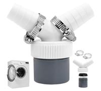 Adaptador Desagüe Lavadora en Y, Doble Conexión para Lavavajillas y Secadora, Salida Ø40 mm DN40 1½", Entrada 18 a 24 mm, con 2 Abrazaderas 20 a 32 mm