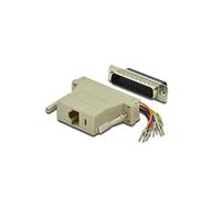 Adaptador DIGITUS D-Sub 25 a RJ45 - Acoplamiento para montaje propio - Enchufe a enchufe - RS-232 - RS-485 - Carcasa de PVC